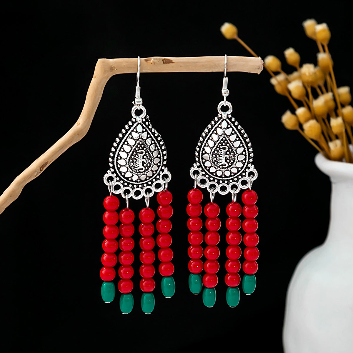 Bohemian Vintage Ethnic Alloy Earrings - Tassel/Beaded/Bell Design