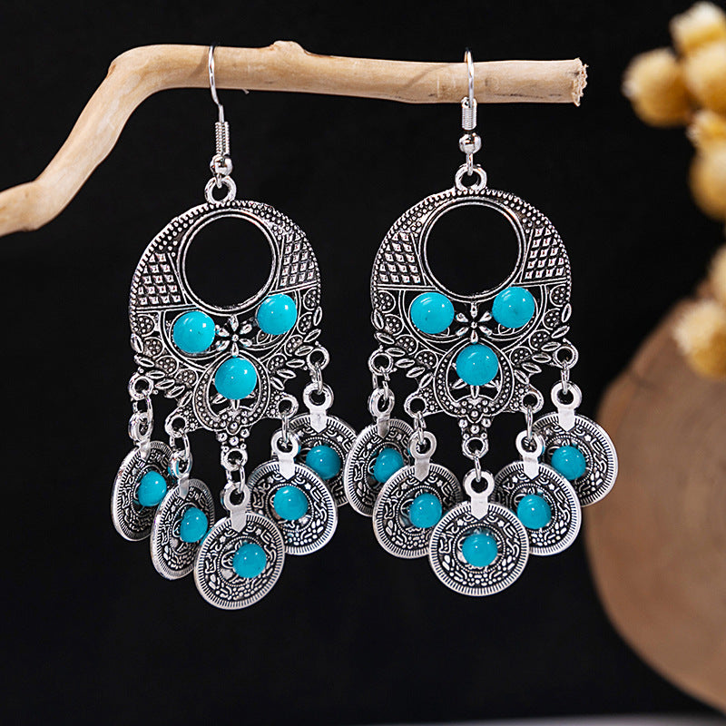 Bohemian Vintage Ethnic Alloy Earrings - Tassel/Beaded/Bell Design