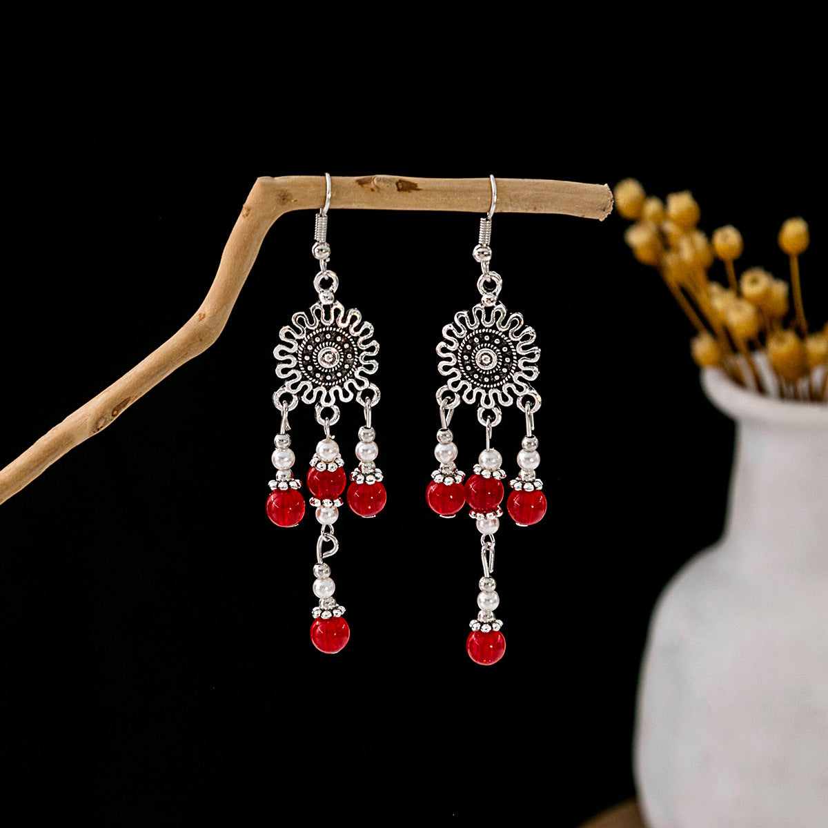 Bohemian Vintage Ethnic Alloy Earrings - Tassel/Beaded/Bell Design