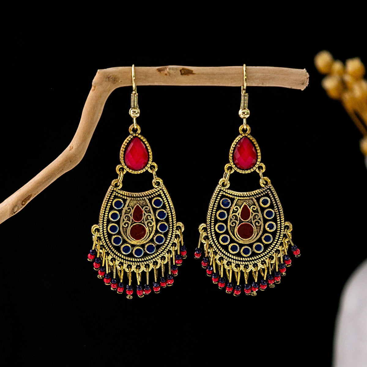 Bohemian Vintage Ethnic Alloy Earrings - Tassel/Beaded/Bell Design