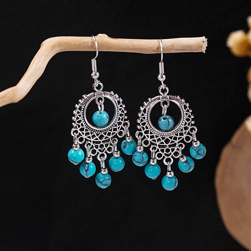 Bohemian Vintage Ethnic Alloy Earrings - Tassel/Beaded/Bell Design