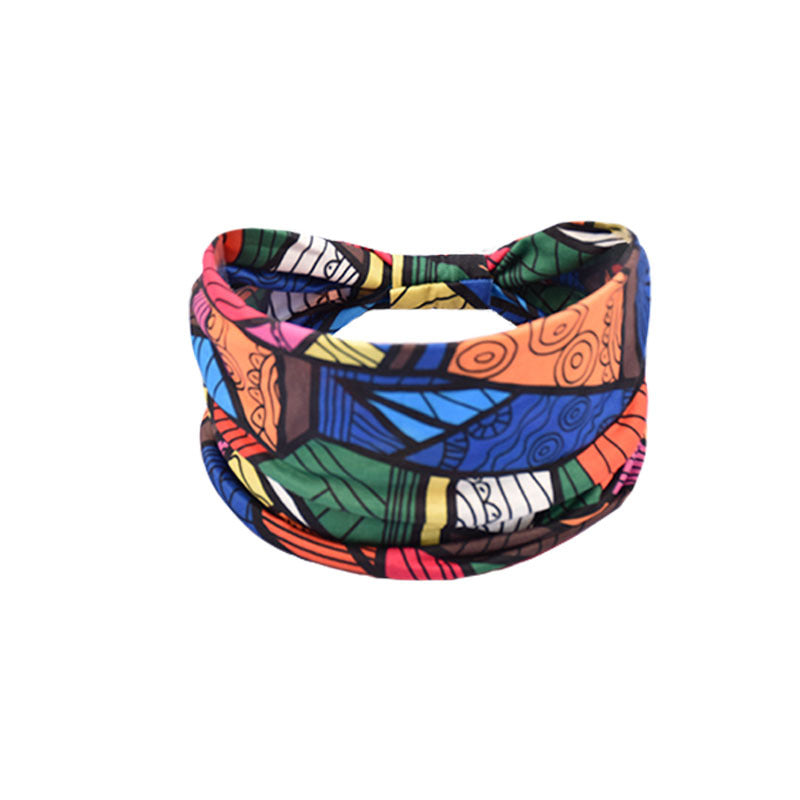 Bohemian Women's Wide Cotton Elastic Headband - Sweat - Wicking Athletic Hair Band, Sweat - Absorbing Cotton Headwrap for Sports