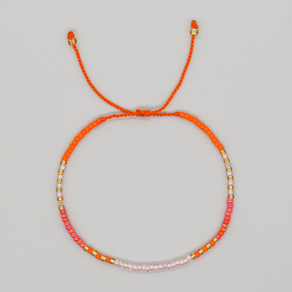 Women's Bracelet with Handmade Beading - Niche Minimalist Bohemian Style, MGB Colorful Rice Beads