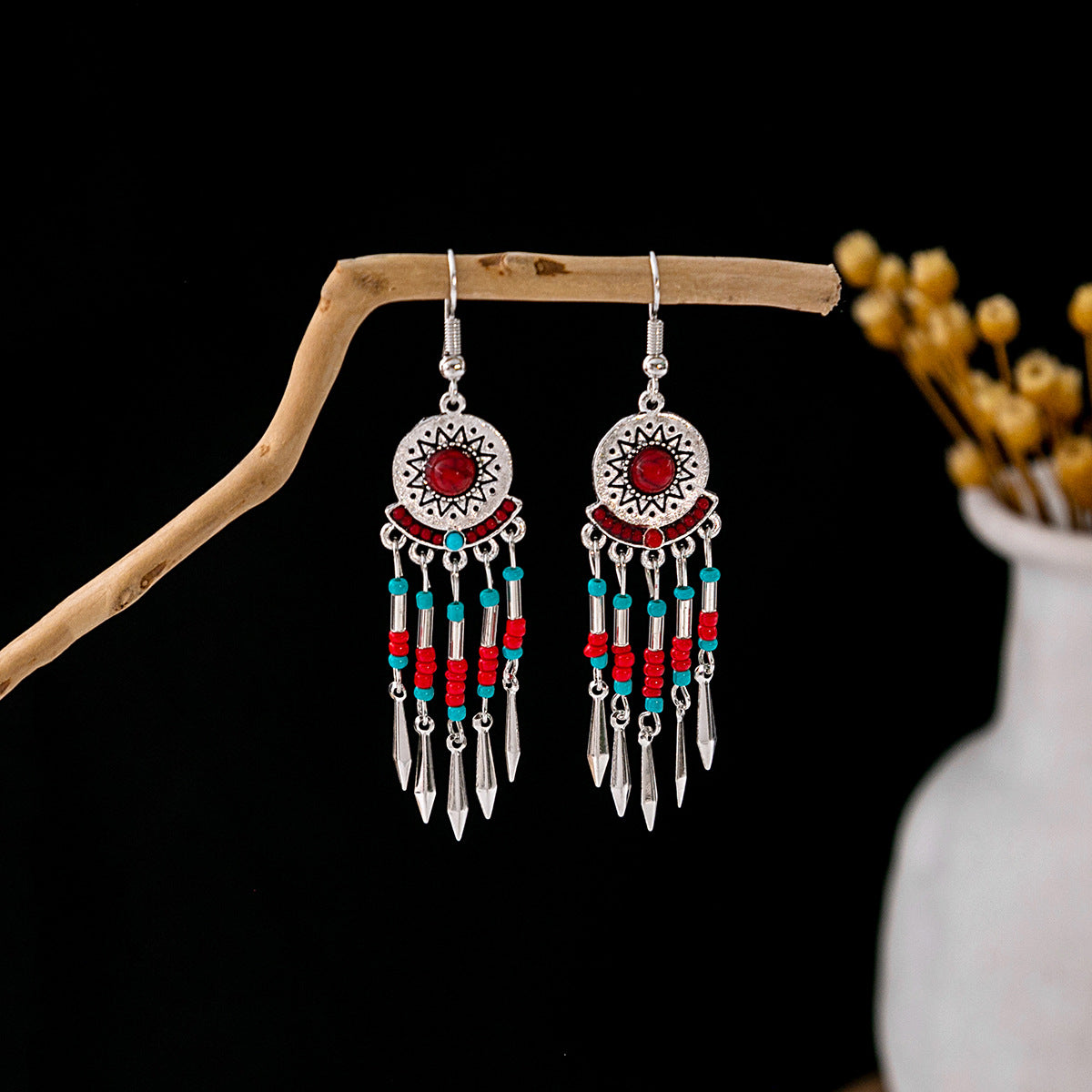 Bohemian Vintage Ethnic Alloy Earrings - Tassel/Beaded/Bell Design