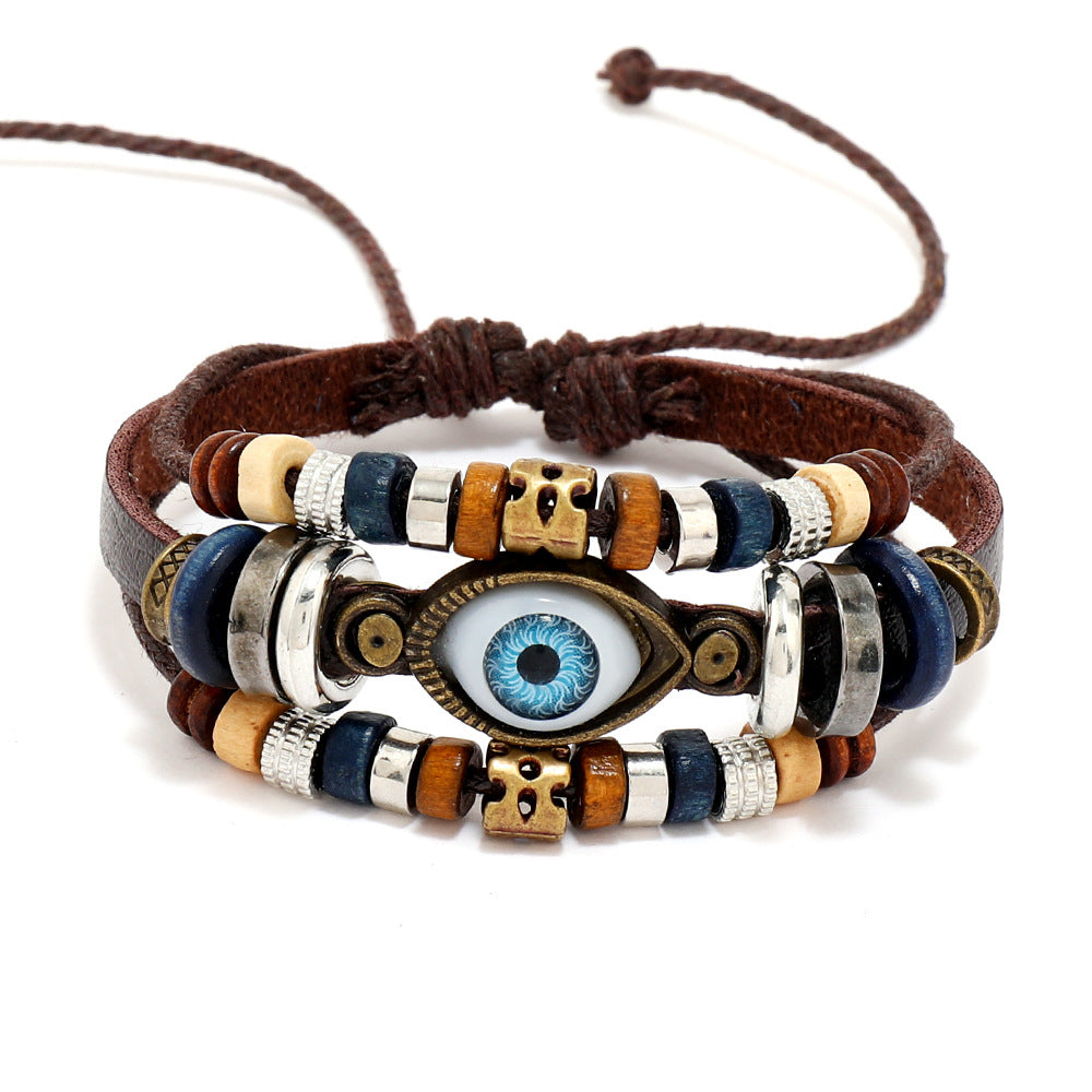 Ethnic-style multi-layer leather bracelet (with eyes)