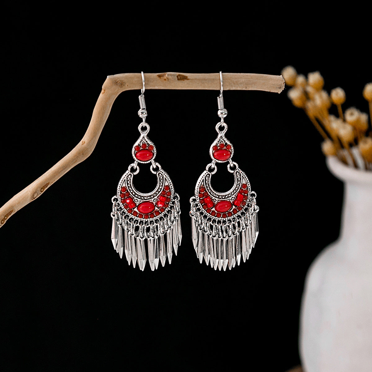Bohemian Vintage Ethnic Alloy Earrings - Tassel/Beaded/Bell Design