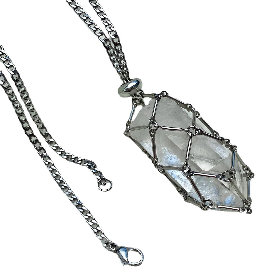 Natural Crystal Vine Diamond-Drop Pendant Necklace (Niche Design)