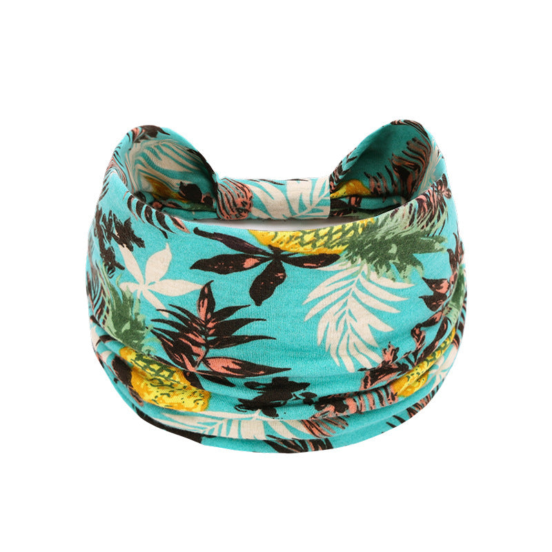 Bohemian Women's Wide Cotton Elastic Headband - Sweat - Wicking Athletic Hair Band, Sweat - Absorbing Cotton Headwrap for Sports