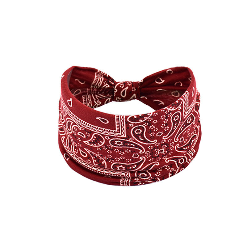 Bohemian Women's Wide Cotton Elastic Headband - Sweat - Wicking Athletic Hair Band, Sweat - Absorbing Cotton Headwrap for Sports