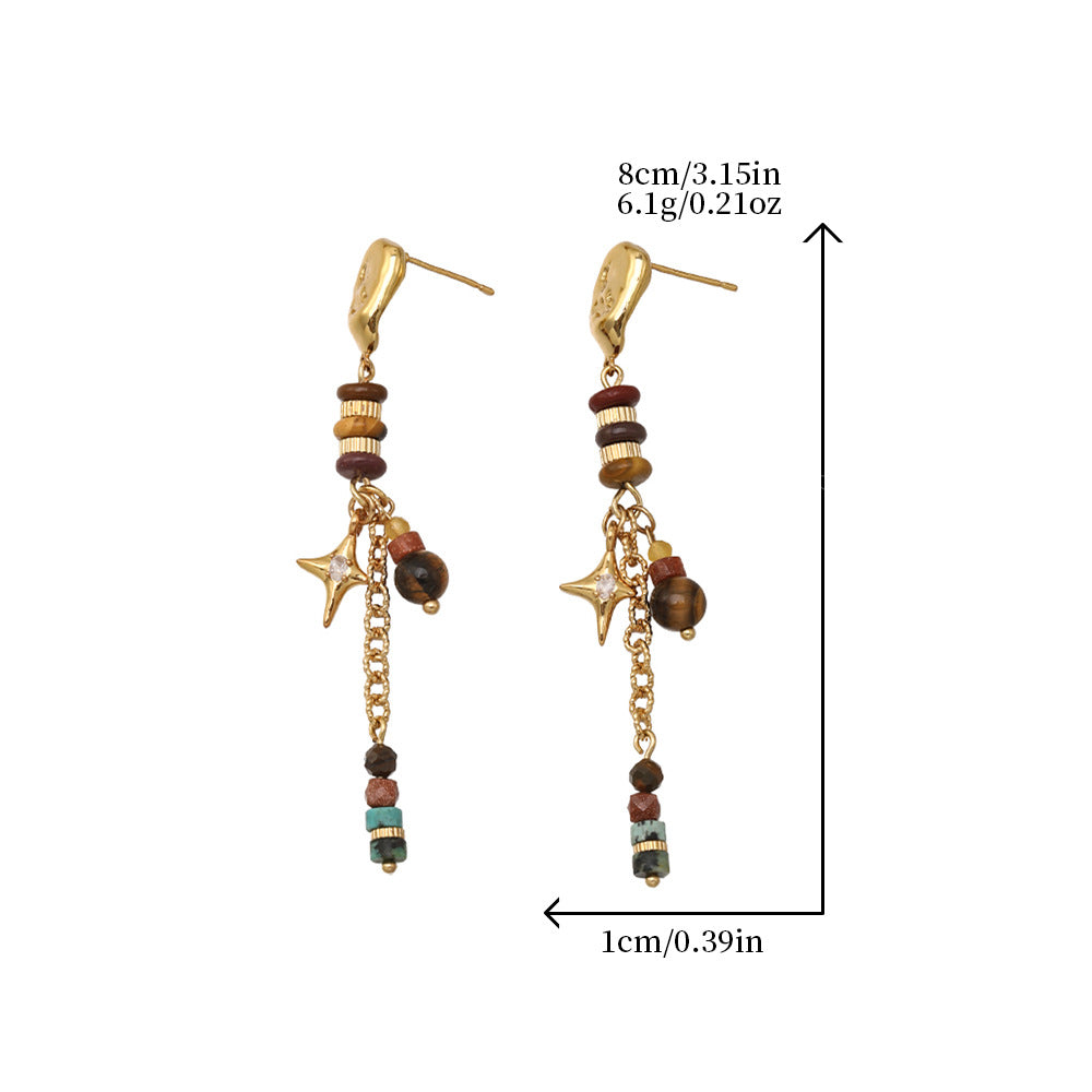 Vintage Ethnic Natural Stone Amber Dangle Earrings Collection