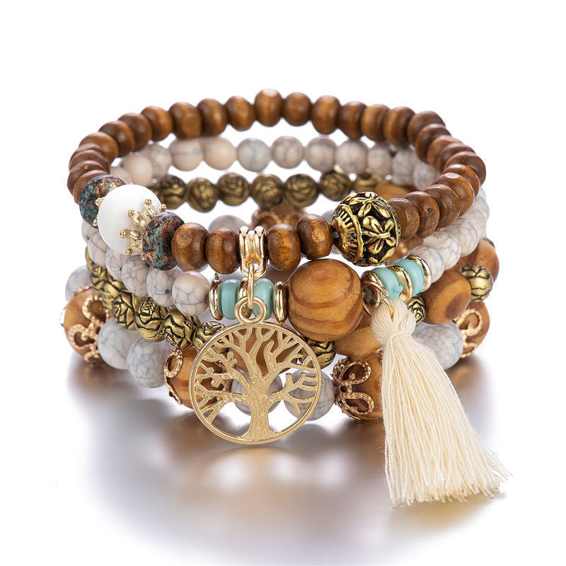 Bohemian-style multi-layer beaded bracelet