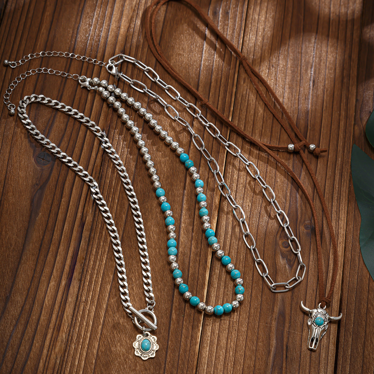 etro beaded geometric turquoise collarbone chain, casual multi-layer bohemian necklace