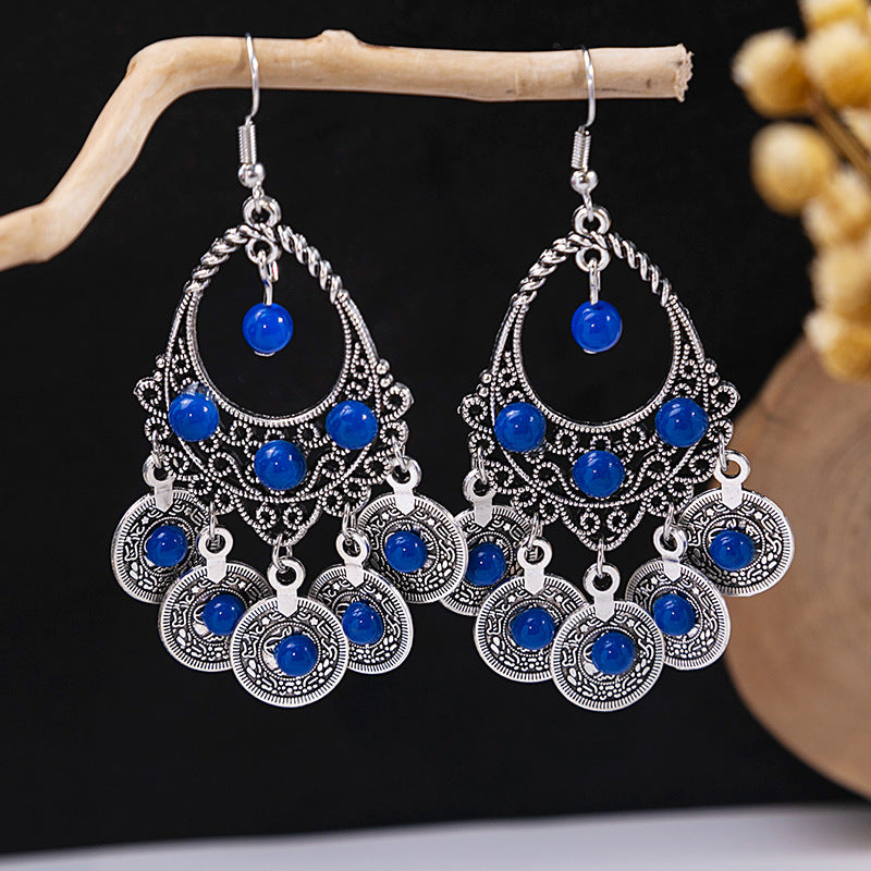 Bohemian Vintage Ethnic Alloy Earrings - Tassel/Beaded/Bell Design