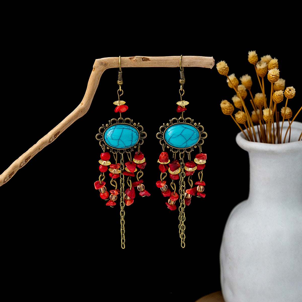 Bohemian Vintage Ethnic Alloy Earrings - Tassel/Beaded/Bell Design