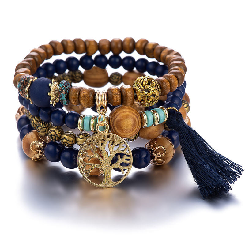 Bohemian-style multi-layer beaded bracelet