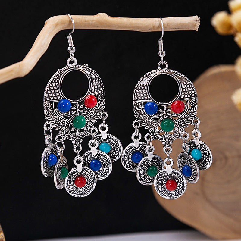Bohemian Vintage Ethnic Alloy Earrings - Tassel/Beaded/Bell Design
