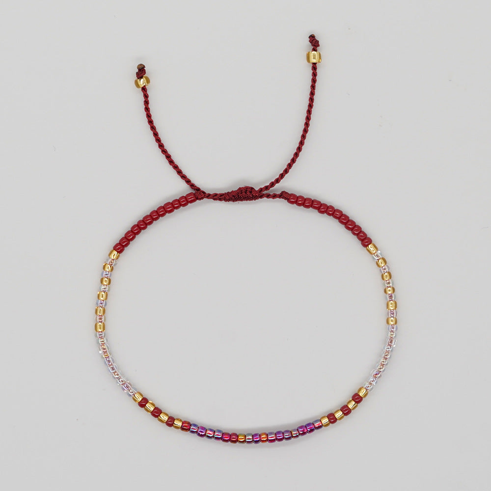 Women's Bracelet with Handmade Beading - Niche Minimalist Bohemian Style, MGB Colorful Rice Beads