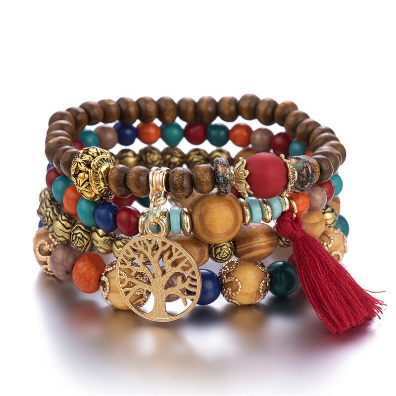 Bohemian-style multi-layer beaded bracelet