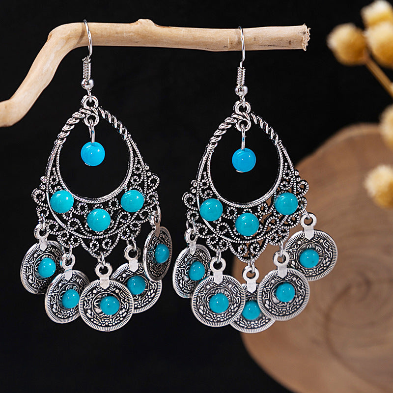 Bohemian Vintage Ethnic Alloy Earrings - Tassel/Beaded/Bell Design