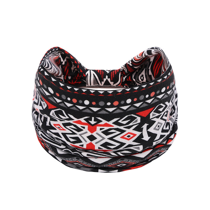 Bohemian Women's Wide Cotton Elastic Headband - Sweat - Wicking Athletic Hair Band, Sweat - Absorbing Cotton Headwrap for Sports