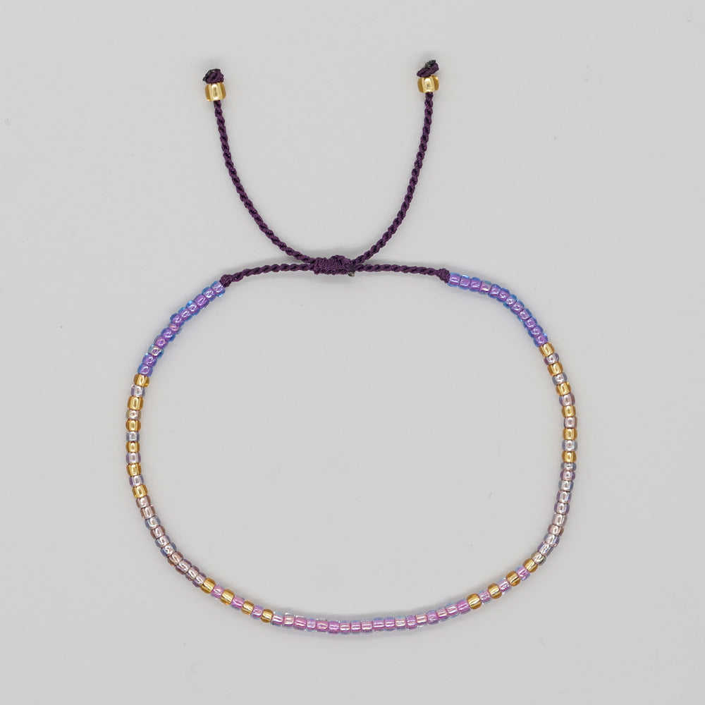 Women's Bracelet with Handmade Beading - Niche Minimalist Bohemian Style, MGB Colorful Rice Beads