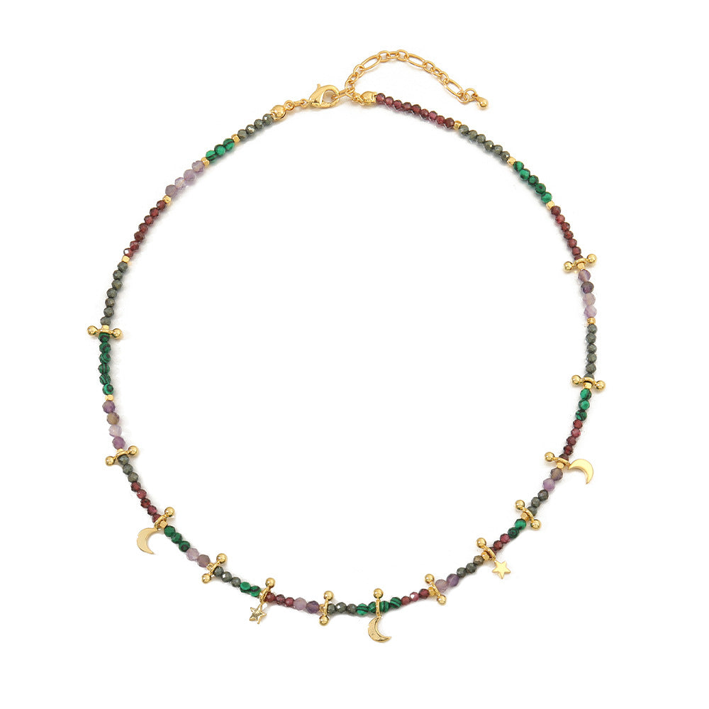 Natural Stone Layered Boho Long Necklace - Luxury Niche Piece