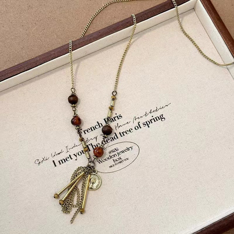 Retro Ethnic Style Tassel Beaded Necklace for Women