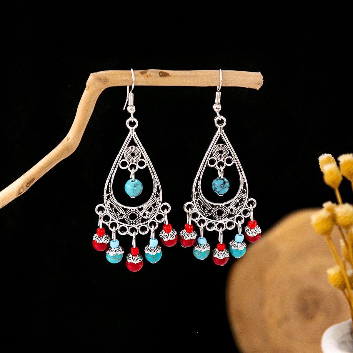 Bohemian Vintage Ethnic Alloy Earrings - Tassel/Beaded/Bell Design