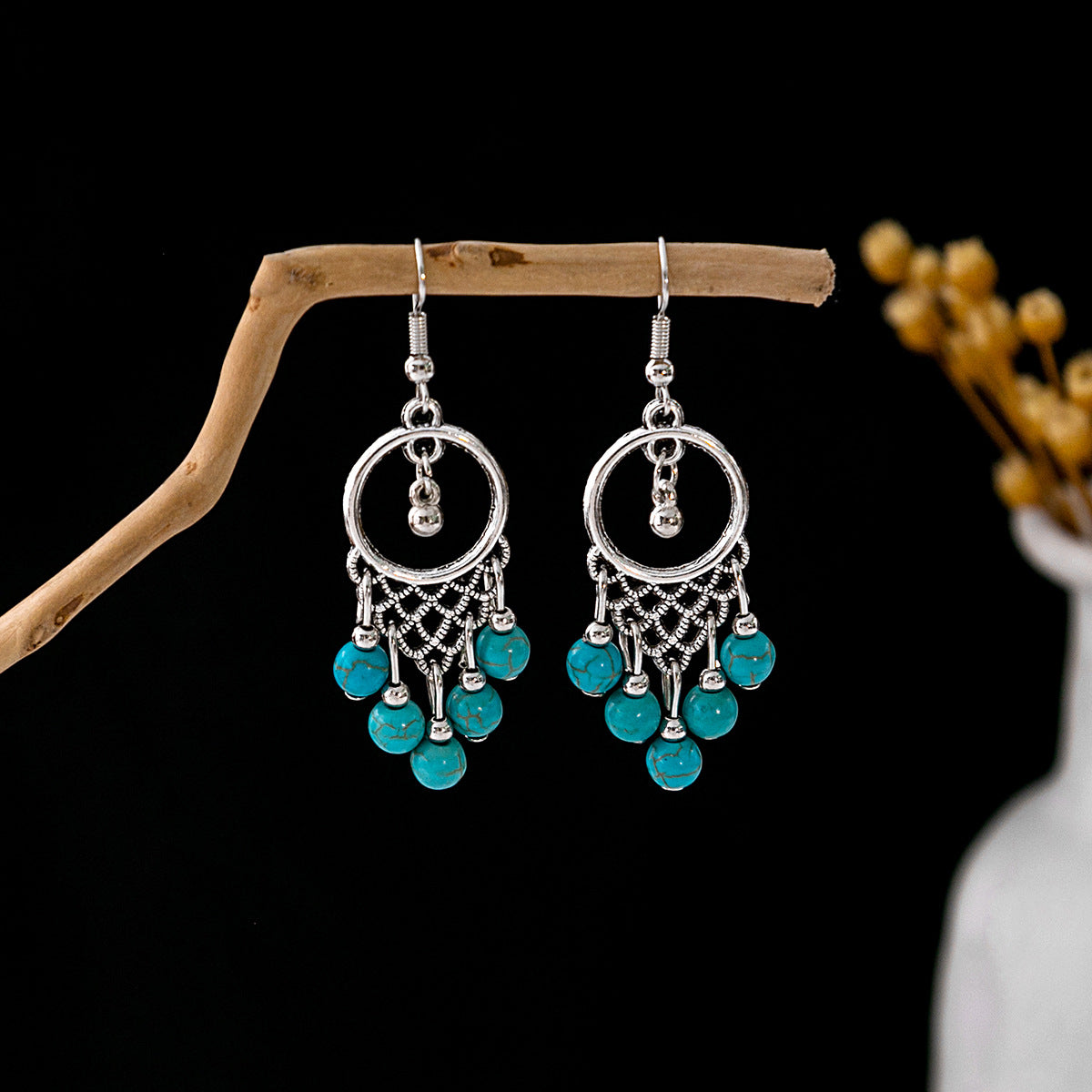 Bohemian Vintage Ethnic Alloy Earrings - Tassel/Beaded/Bell Design
