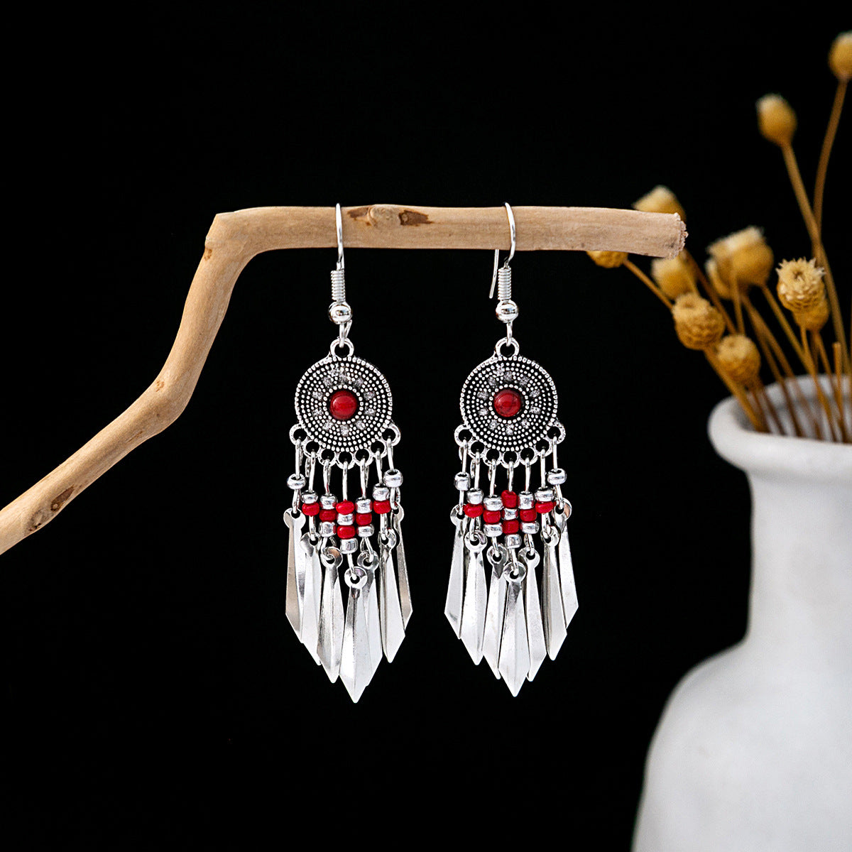 Bohemian Vintage Ethnic Alloy Earrings - Tassel/Beaded/Bell Design