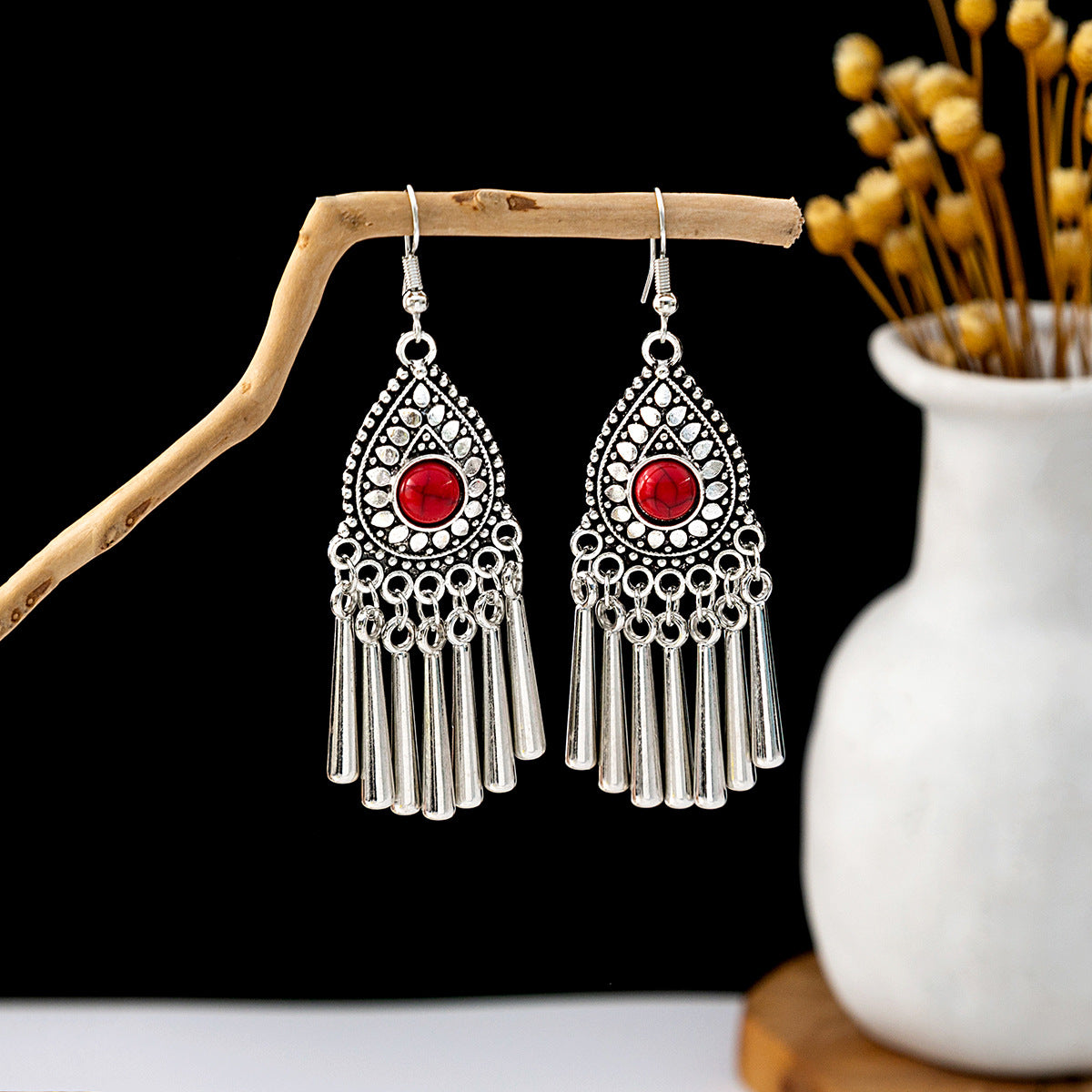 Bohemian Vintage Ethnic Alloy Earrings - Tassel/Beaded/Bell Design