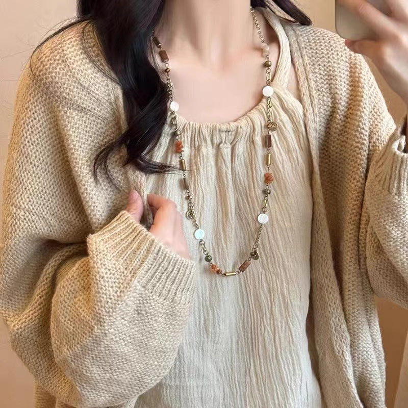 Retro Ethnic Style Tassel Beaded Necklace for Women