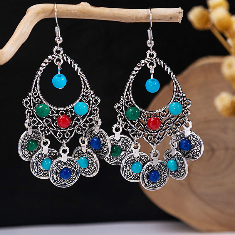 Bohemian Vintage Ethnic Alloy Earrings - Tassel/Beaded/Bell Design