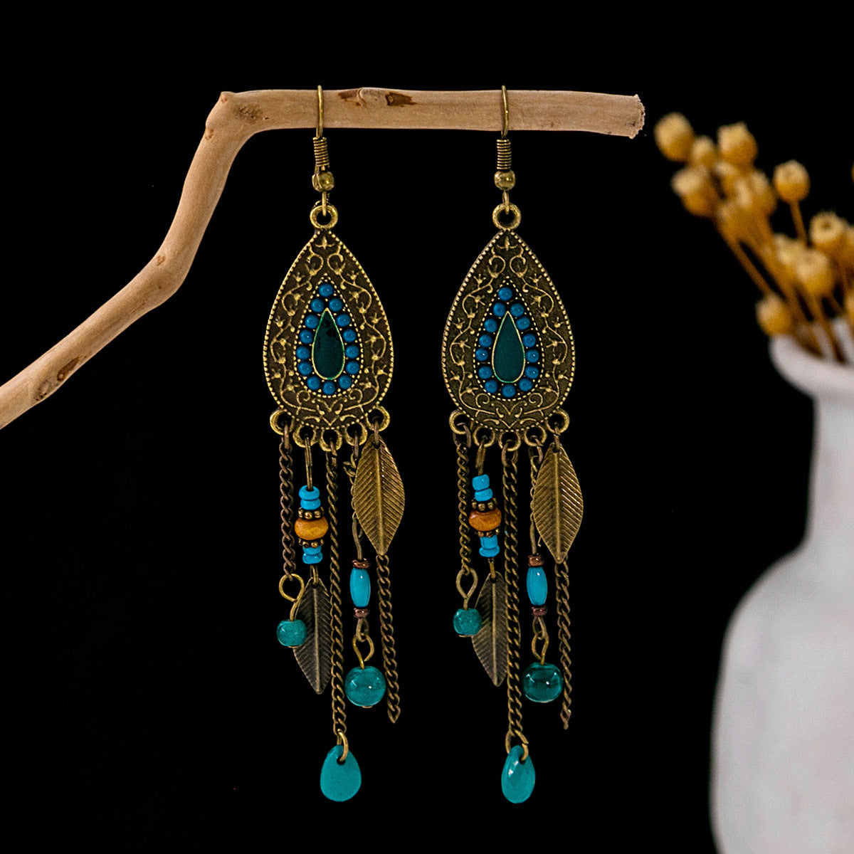 Bohemian Vintage Ethnic Alloy Earrings - Tassel/Beaded/Bell Design