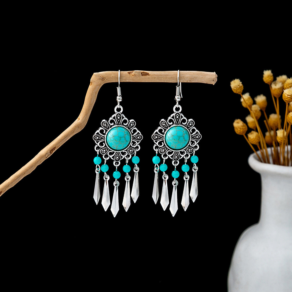Bohemian Vintage Ethnic Alloy Earrings - Tassel/Beaded/Bell Design