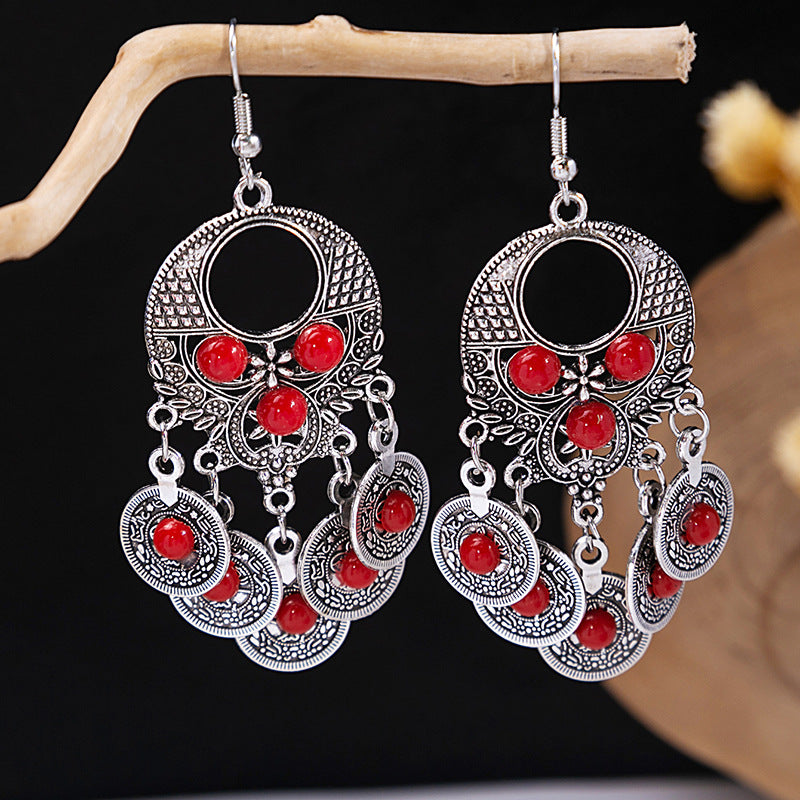 Bohemian Vintage Ethnic Alloy Earrings - Tassel/Beaded/Bell Design