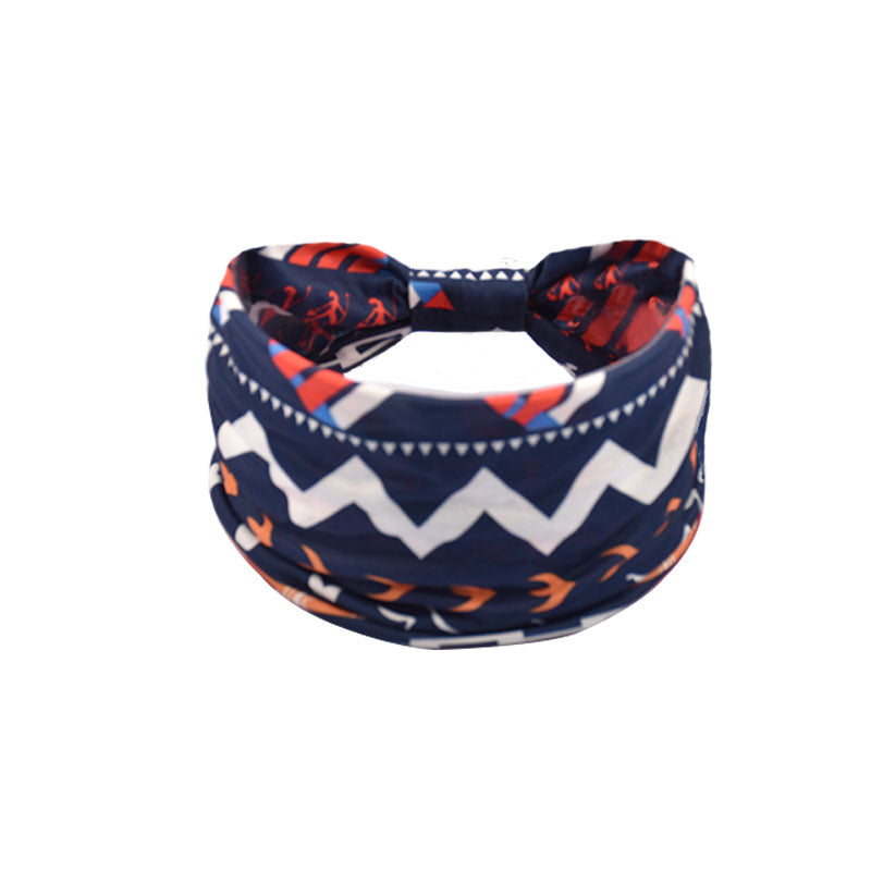 Bohemian Women's Wide Cotton Elastic Headband - Sweat - Wicking Athletic Hair Band, Sweat - Absorbing Cotton Headwrap for Sports