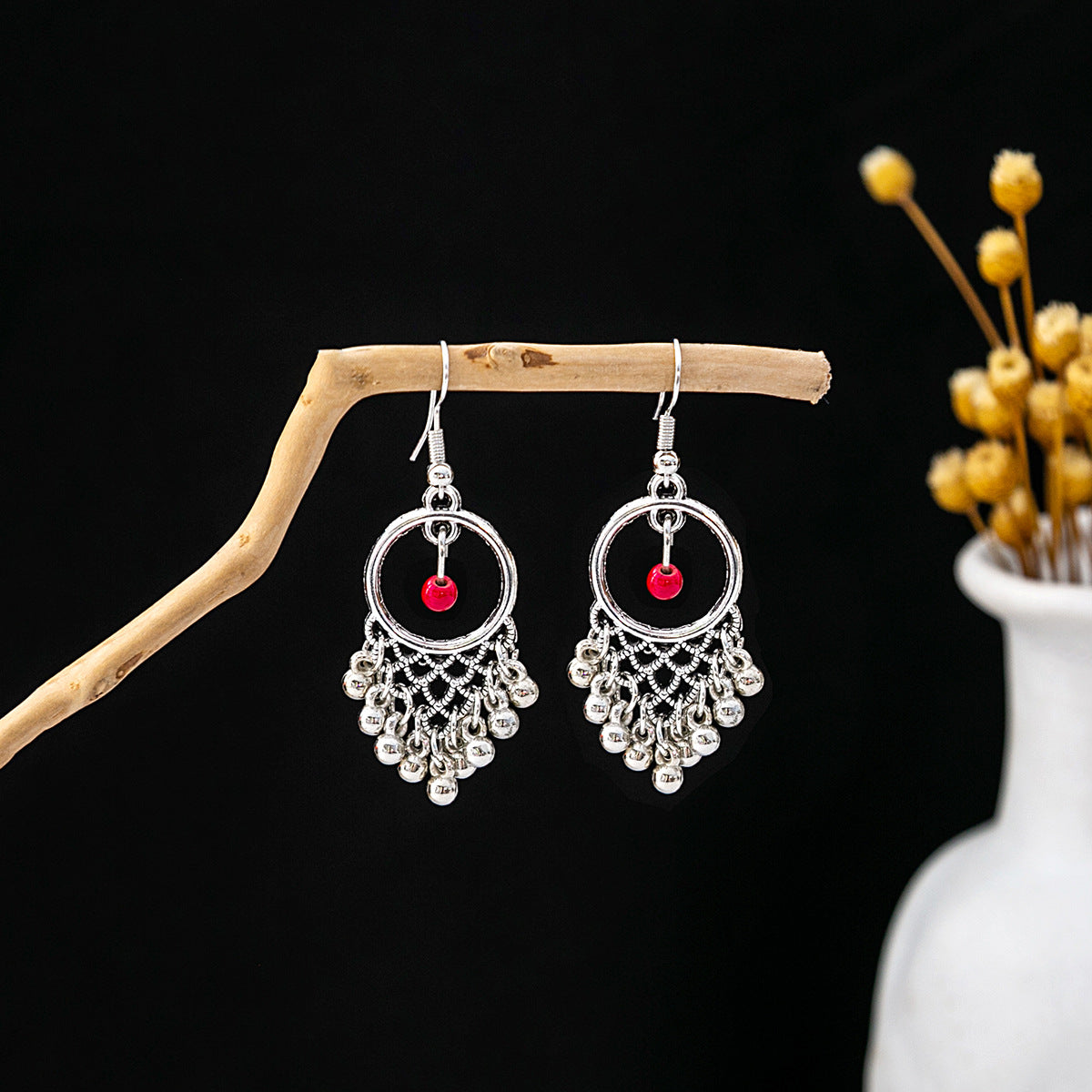 Bohemian Vintage Ethnic Alloy Earrings - Tassel/Beaded/Bell Design