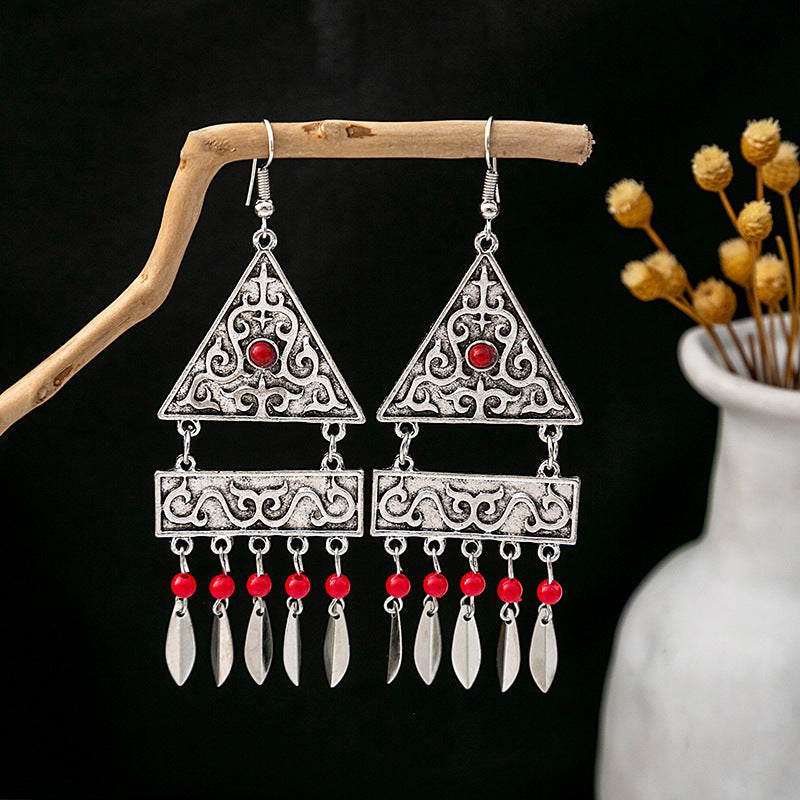 Bohemian Vintage Ethnic Alloy Earrings - Tassel/Beaded/Bell Design