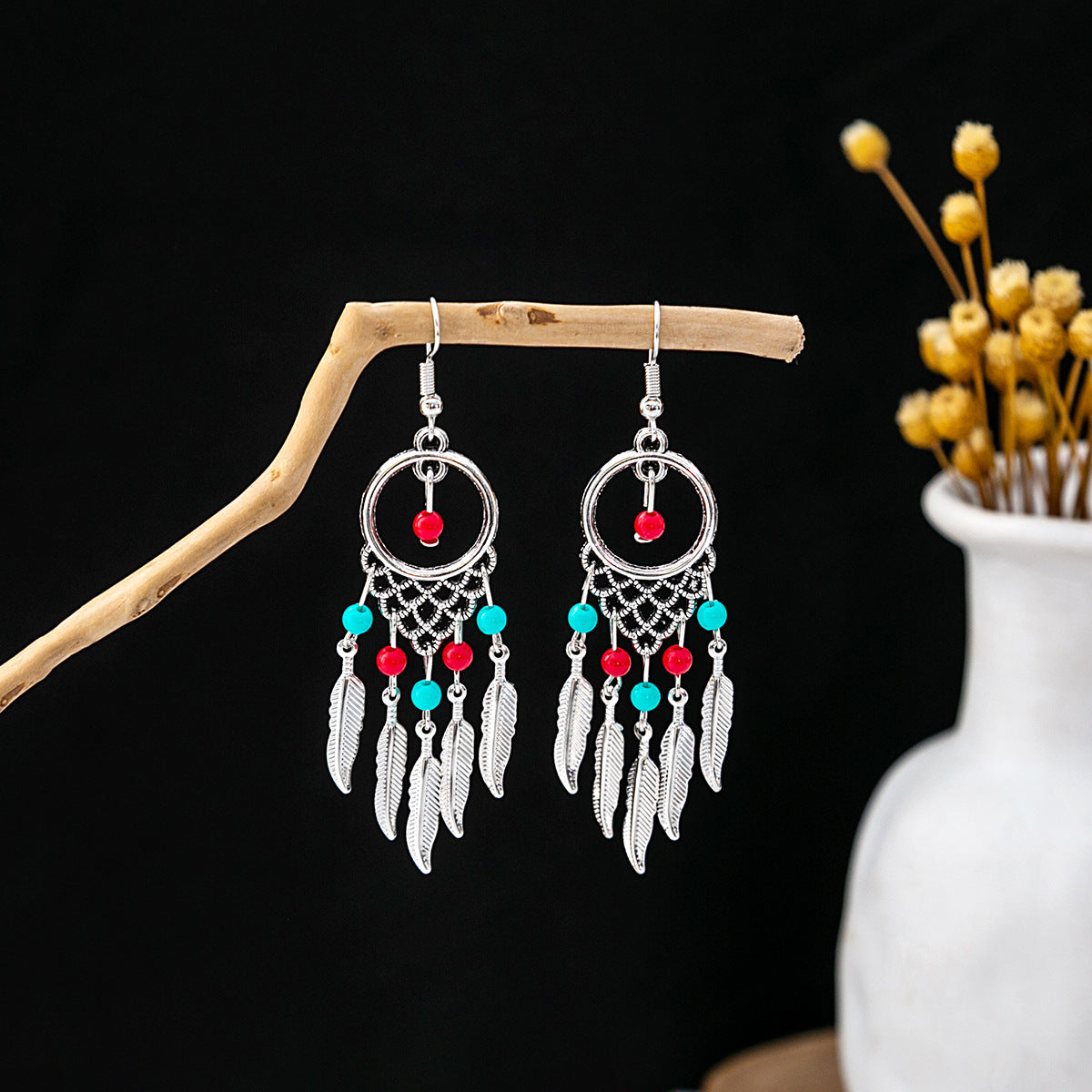 Bohemian Vintage Ethnic Alloy Earrings - Tassel/Beaded/Bell Design