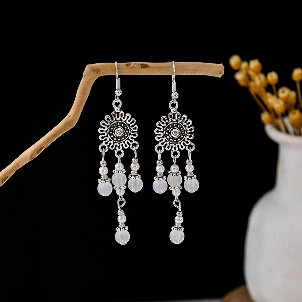 Bohemian Vintage Ethnic Alloy Earrings - Tassel/Beaded/Bell Design