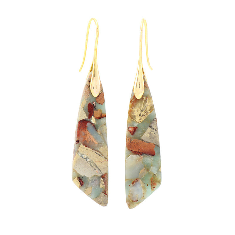 Bohemian Natural Shoushan Stone Geometric Dangle Earrings