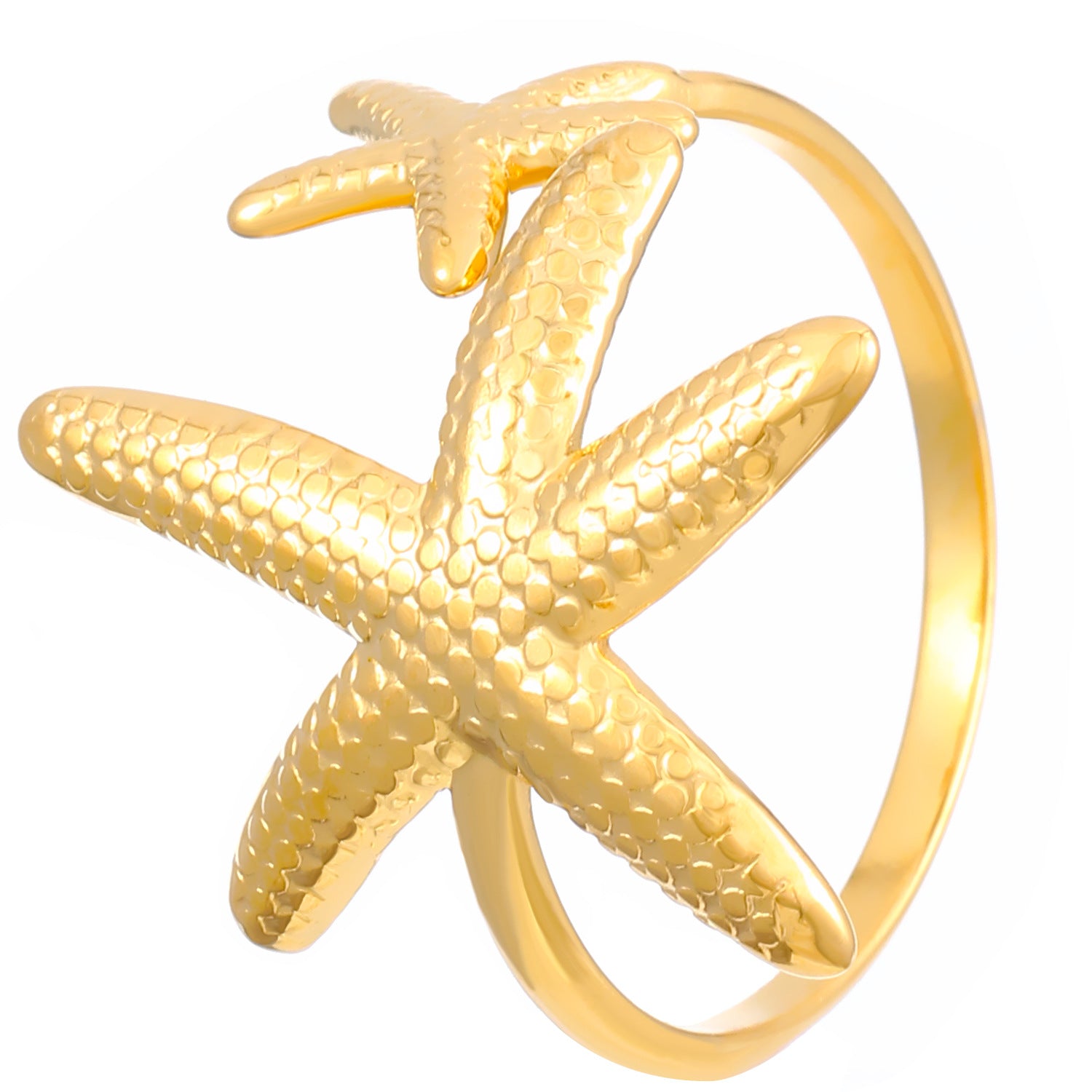 Stainless steel open ring with ocean holiday style