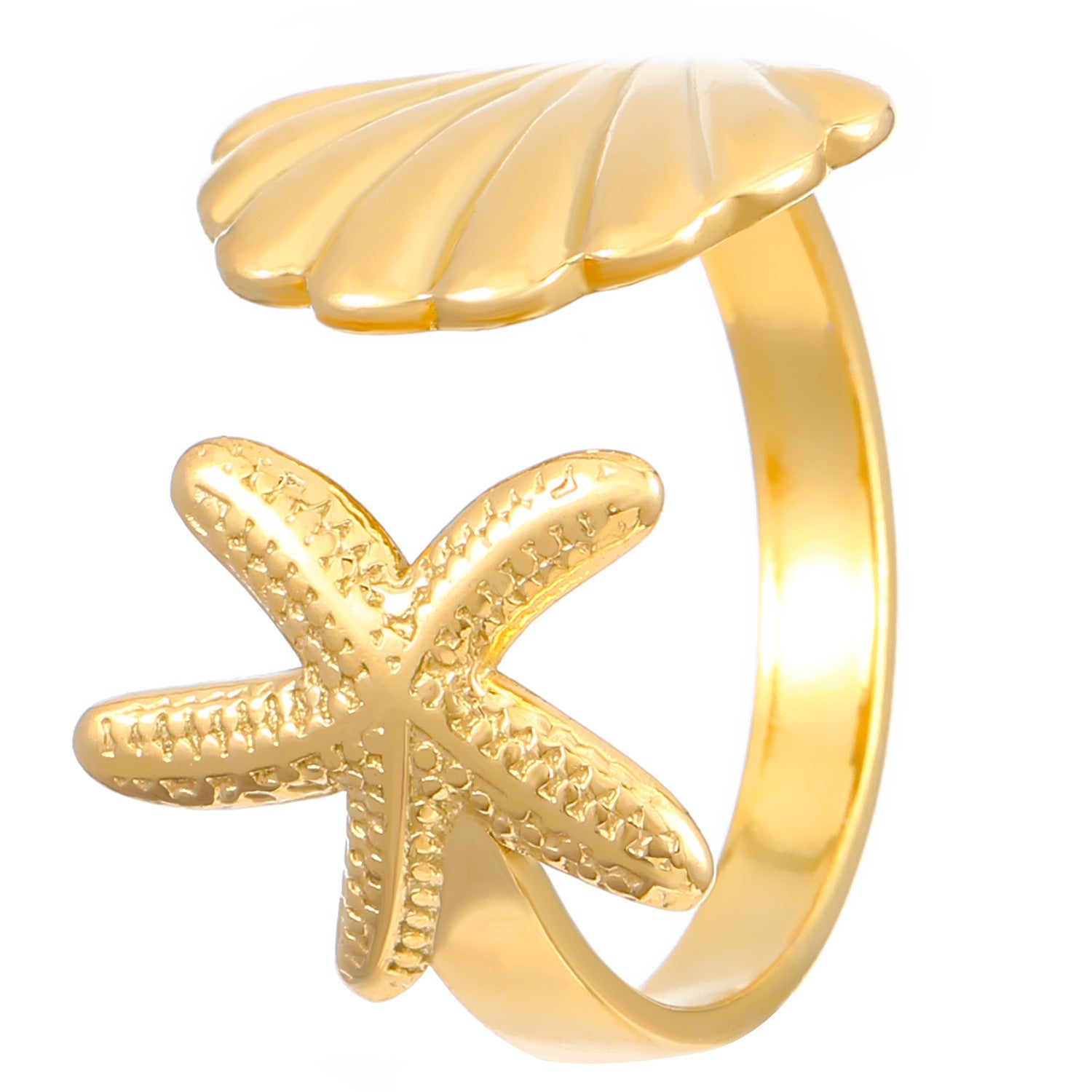 Stainless steel open ring with ocean holiday style