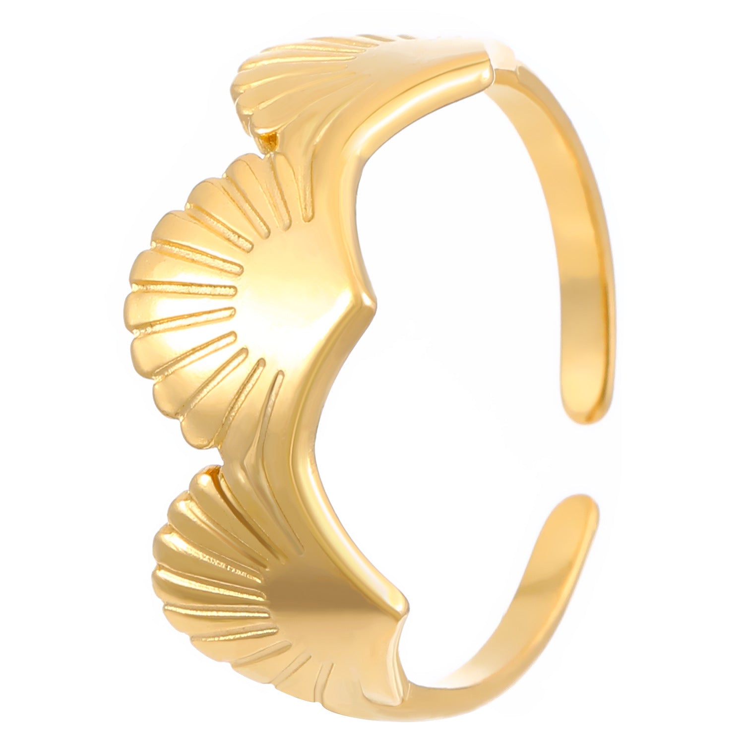 Stainless steel open ring with ocean holiday style